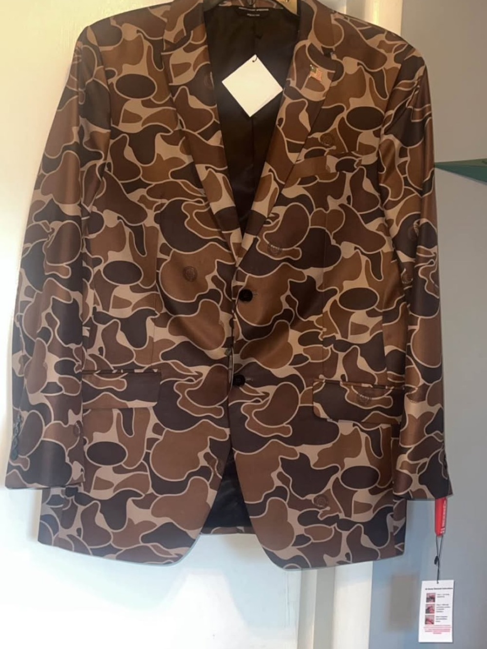 Robert Graham Brown Camouflage Pattern Sport Coat Blazer